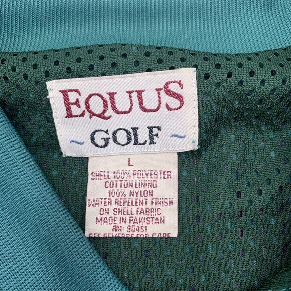 Vntg Equus Golf Mesh‎ Pullover Green Plaid Jacket Water Repellent Sz L Pocketsf - Picture 3 of 9